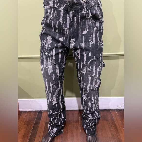 Bleecker&Mercer Other - Bleecker&Mercer premium jeans straight fit Men's Black and Gray Patterned Pants
